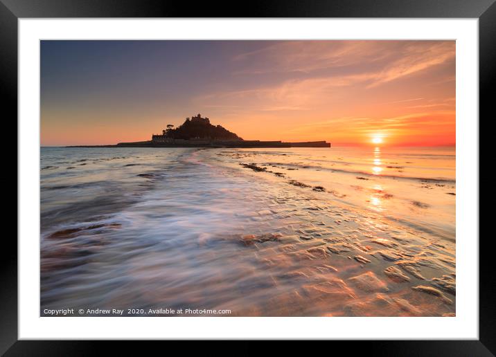 Wave on the causeway (St Michael's Mount) Framed Mounted Print by Andrew Ray