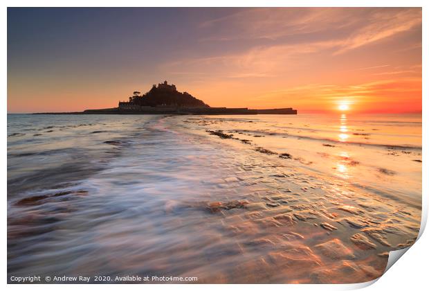 Wave on the causeway (St Michael's Mount) Print by Andrew Ray