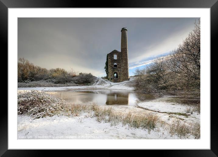 Snowy afternoon (United Downs) Framed Mounted Print by Andrew Ray