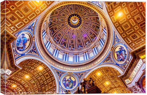 Michelangeolo Dome Saint Peter's Basilica Vatican  Canvas Print by William Perry