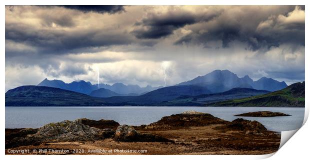 Storm clouds over the  Black & Red Cuillins. Print by Phill Thornton