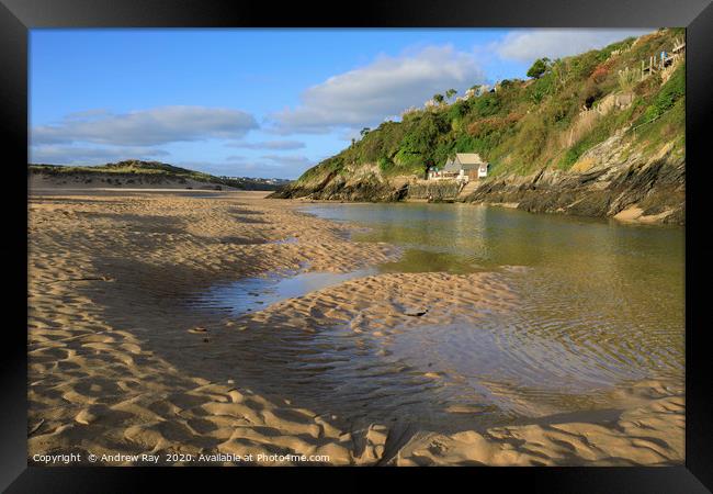 Sand patterns on the Gannel Estuary Framed Print by Andrew Ray