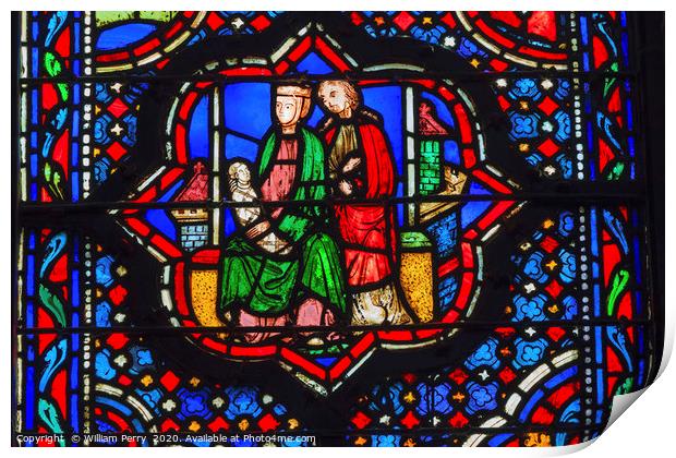 Jesus Mary Joseph Stained Glass Sainte Chapelle Pa Print by William Perry