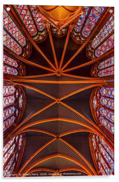 Cathedral Ceiling Sainte Chapelle Paris France Acrylic by William Perry