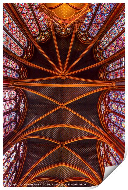 Cathedral Ceiling Sainte Chapelle Paris France Print by William Perry