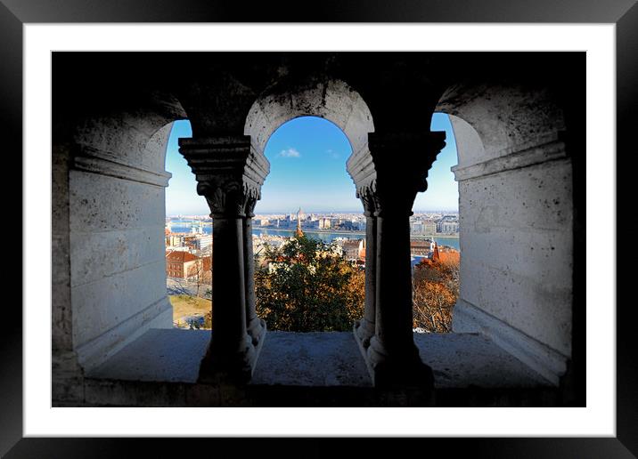 Budapest view from Castle window Framed Mounted Print by federico stevanin