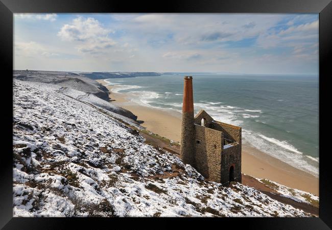 Snowy morning (Wheal Coates) Framed Print by Andrew Ray