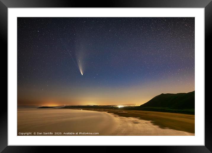 Comet NEOWISE, Rhossili Bay, Gower Framed Mounted Print by Dan Santillo