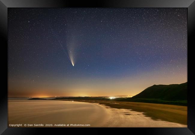 Comet NEOWISE, Rhossili Bay, Gower Framed Print by Dan Santillo