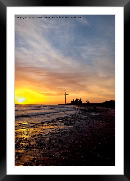December sunrise on a Northumbrian beach Framed Mounted Print by Jim Jones