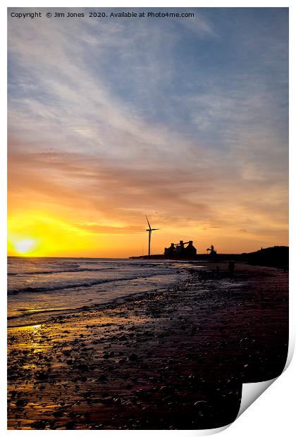 December sunrise on a Northumbrian beach Print by Jim Jones