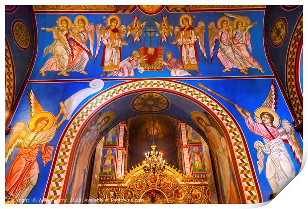 Ancient Mosaics Saint Michael Cathedral Kiev Ukrai Print by William Perry