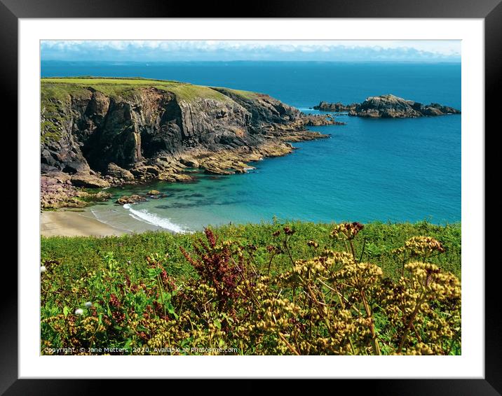Caerfai Bay Framed Mounted Print by Jane Metters