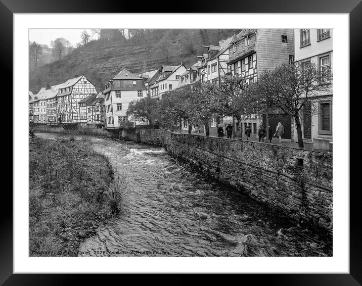 The River Rur flowing the German town of Monschau Framed Mounted Print by Chris Yaxley