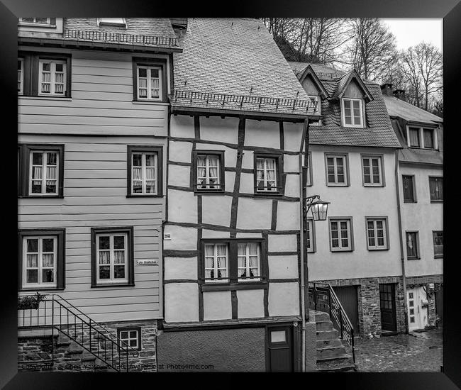Crooked Tudor style buildings, Monschau Framed Print by Chris Yaxley