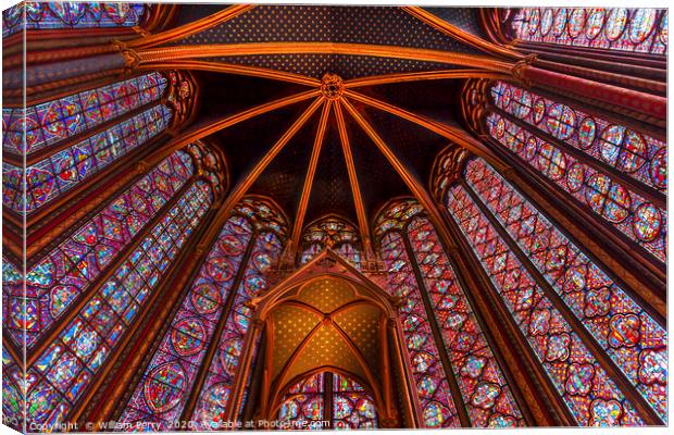 Ceiling Sainte Chapelle Cathedral Paris France Canvas Print by William Perry