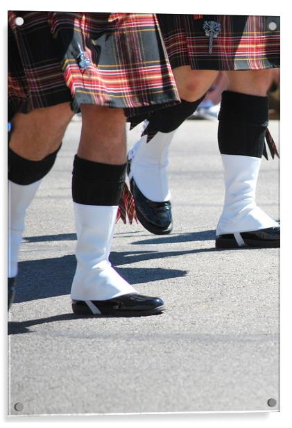 Scottish band marching. Acrylic by Dr.Oscar williams: PHD