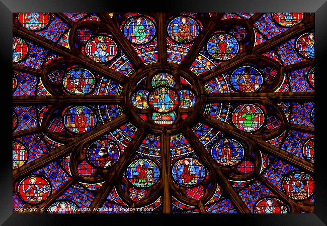 Rose Window Jesus Notre Dame Cathedral Paris Framed Print by William Perry