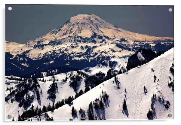 Snowy Mount Adams Washington State Acrylic by William Perry