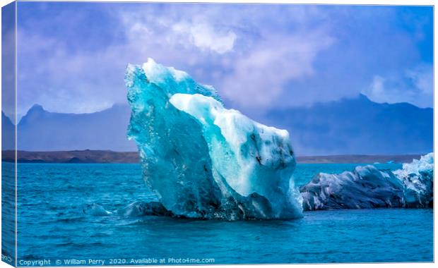 Blue Large Iceberg Jokulsarlon Glacier Lagoon Icel Canvas Print by William Perry