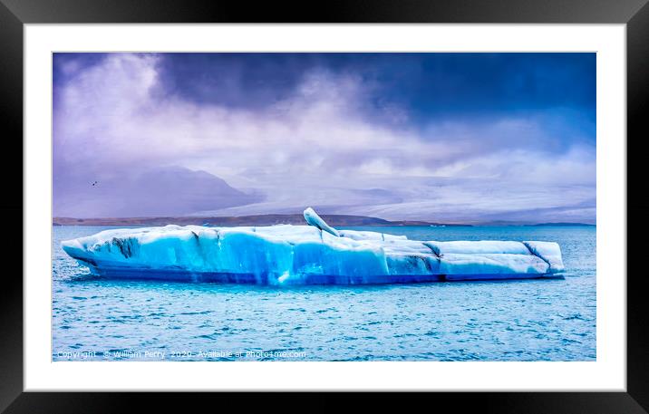 Blue ceberg Jokulsarlon Glacier Lagoon Iceland Framed Mounted Print by William Perry