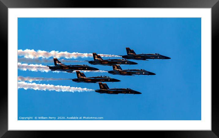 Blue Angels Close Flying Over Seattle Washington Framed Mounted Print by William Perry