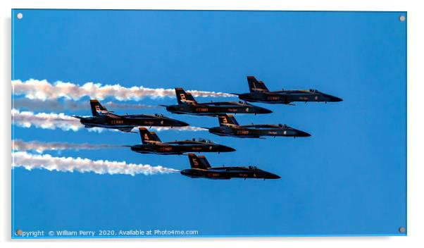 Blue Angels Close Flying Over Seattle Washington Acrylic by William Perry
