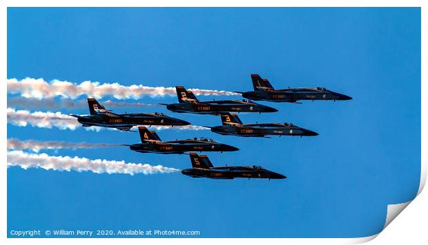 Blue Angels Close Flying Over Seattle Washington Print by William Perry