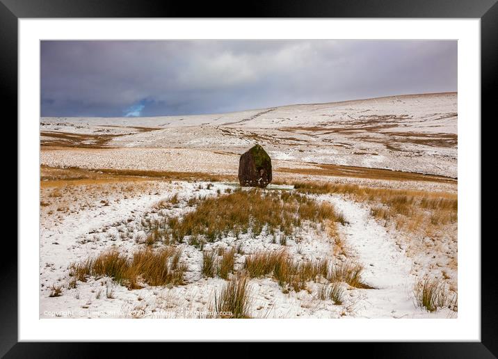 Maen Mawr Standing Stone, Brecon Beacons Framed Mounted Print by Dan Santillo