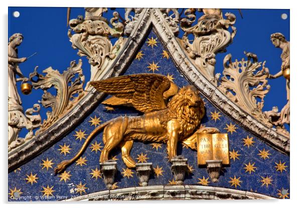 Winged Golden Lion Venice Italy Acrylic by William Perry