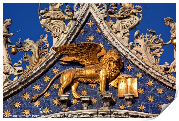 Winged Golden Lion Venice Italy Print by William Perry