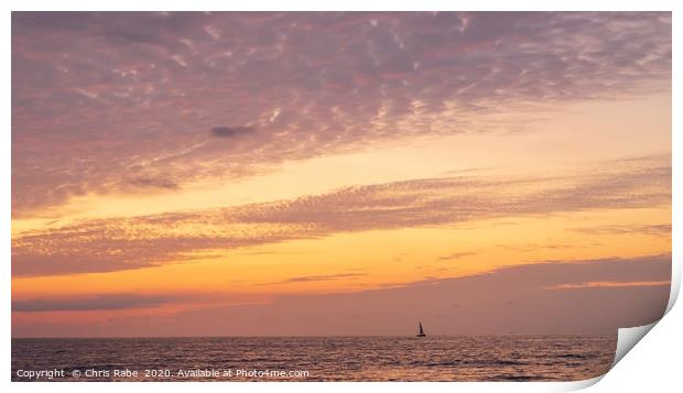 Sail boat on the horizon Print by Chris Rabe