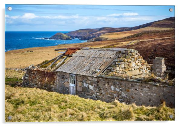 Derelict Highland Croft Acrylic by David Hare