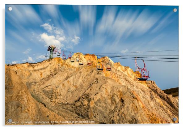 The Needles Chairlift Acrylic by Wight Landscapes