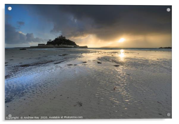Approaching storm at sunset (St Michael's Mount) Acrylic by Andrew Ray