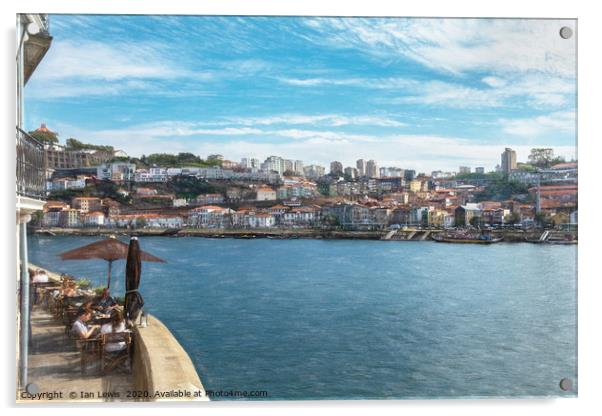 Relaxing By The Douro in Porto Acrylic by Ian Lewis