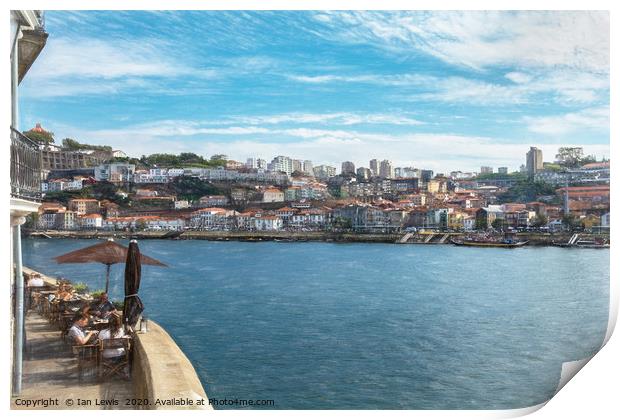 Relaxing By The Douro in Porto Print by Ian Lewis