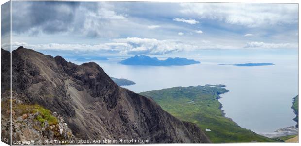 The island of Rum from the Black Cuillin Ridge. Canvas Print by Phill Thornton