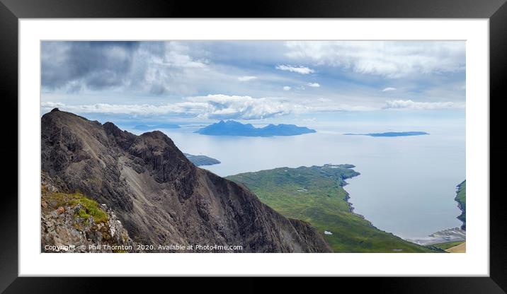 The island of Rum from the Black Cuillin Ridge. Framed Mounted Print by Phill Thornton