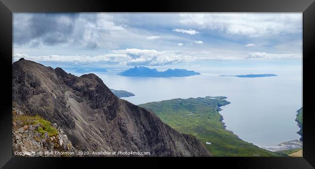 The island of Rum from the Black Cuillin Ridge. Framed Print by Phill Thornton