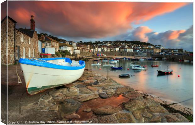 Mousehole Harbour at sunrise Canvas Print by Andrew Ray