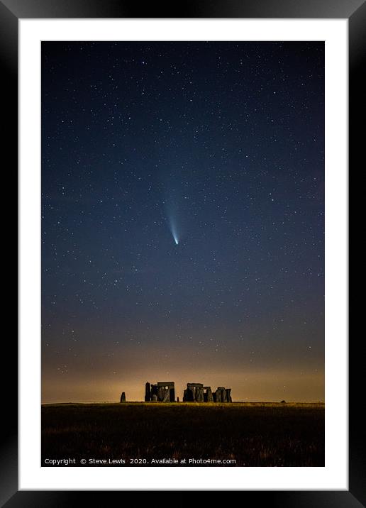 Comet Neowise Stonehenge Framed Mounted Print by Steve Lewis