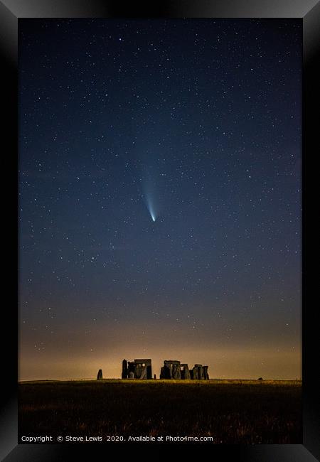 Comet Neowise Stonehenge Framed Print by Steve Lewis