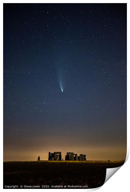Comet Neowise Stonehenge Print by Steve Lewis