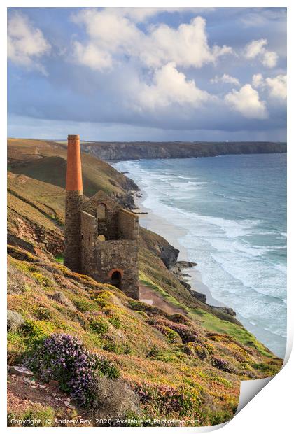 Storm clouds over Towanroath Engine House (Wheal C Print by Andrew Ray