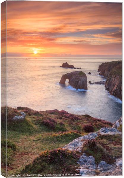 Setting sun at Land's End Canvas Print by Andrew Ray