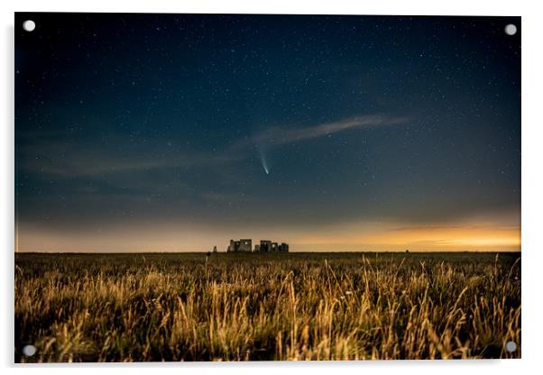Comet Neowise Stonehenge Acrylic by Steve Lewis