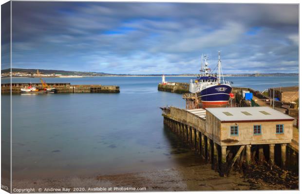 Dry dock view (Newlyn) Canvas Print by Andrew Ray