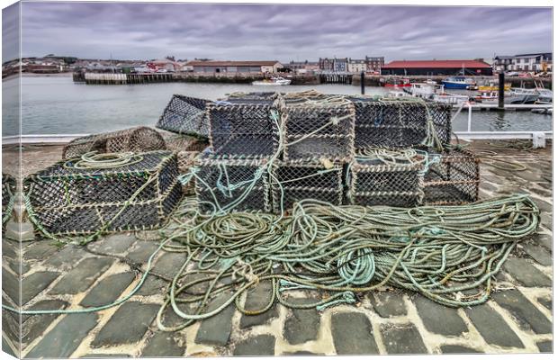 Lobster Pots Arbroath Canvas Print by Valerie Paterson