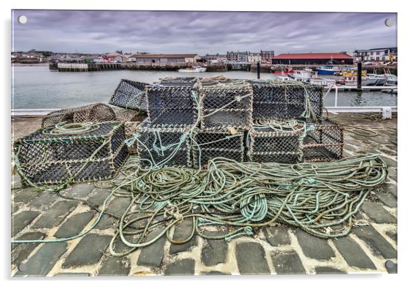 Lobster Pots Arbroath Acrylic by Valerie Paterson